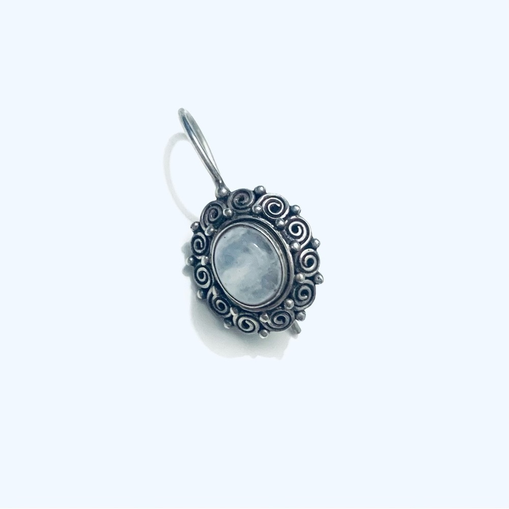 HANDMADE JEWELRY Navaho Vintage Silver 925 Moonstone Drop Earrings - Picture 2 of 3